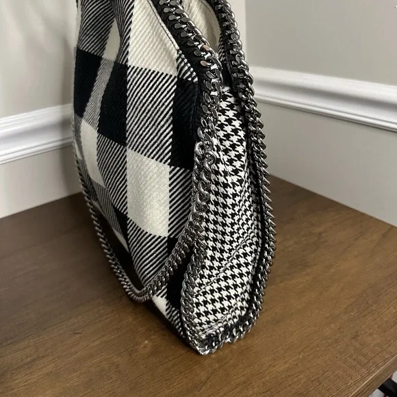 Stella McCartney Black and White Plaid Satchel - Picture 5 of 13